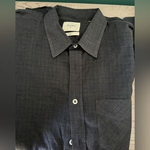 Billy Reid Men's Charcoal Button-Down Shirt - XL - Slim Cut